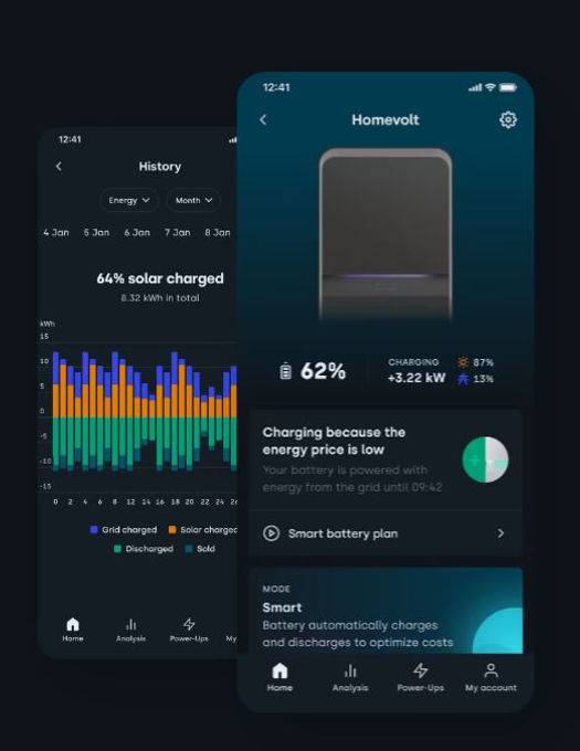 Tibber bietet einen dynamischen Stromtarif mit Speicher an. Das Bild zeigt die Daten in der App und die Funktionsweise.